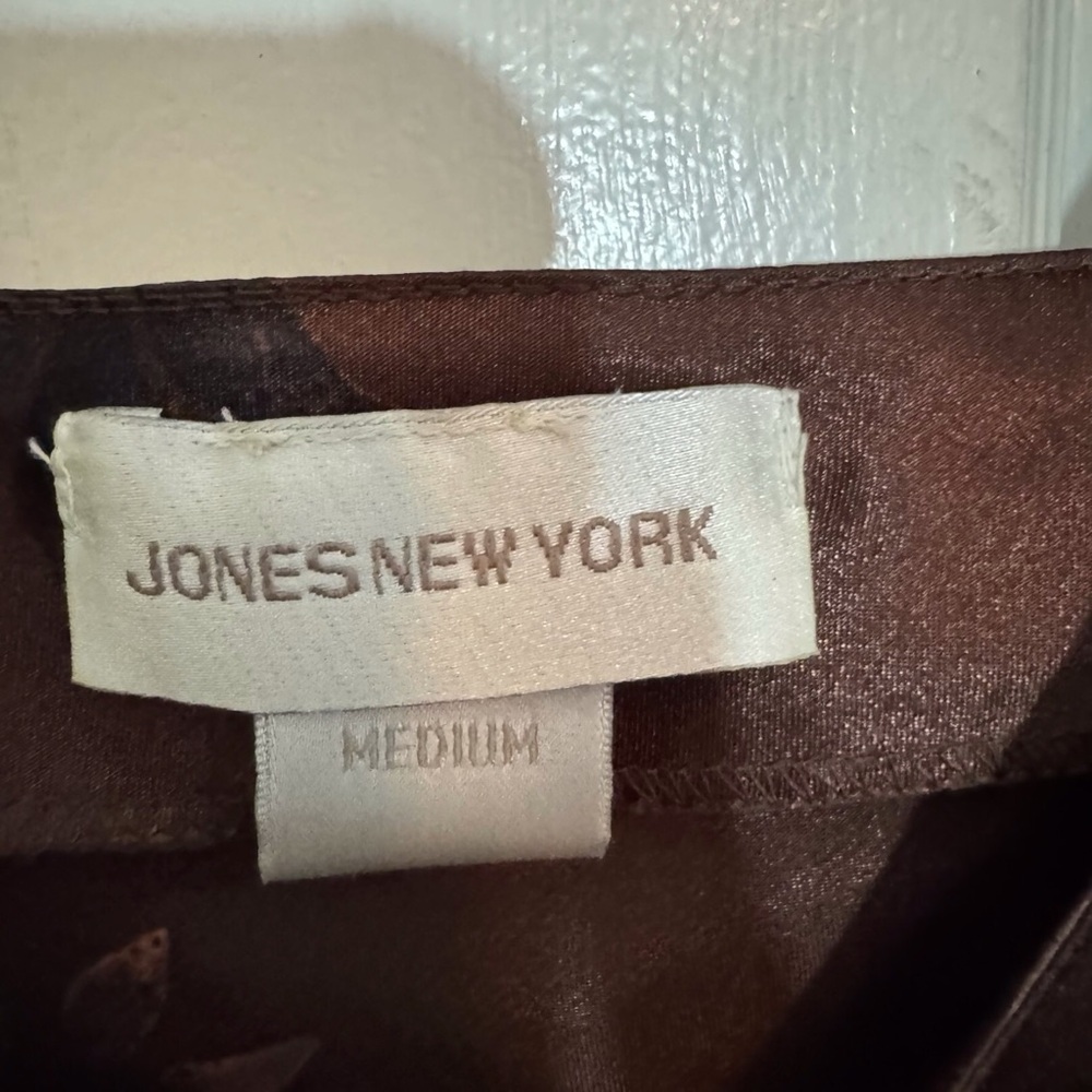 Vintage Jones New York Size Medium Brown Satin Floral Maxi Dress Grunge Boho - Picture 8 of 8